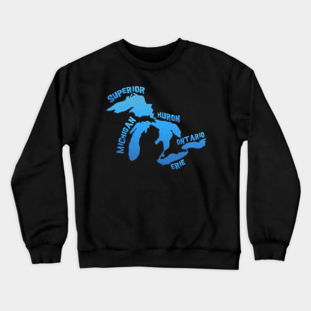 Great Lakes Outline of all 5 Lakes Crewneck Sweatshirt by gorff